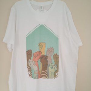 NWT Super Soft White Tee Size XL or Medium - Together artist Michelle Borjon